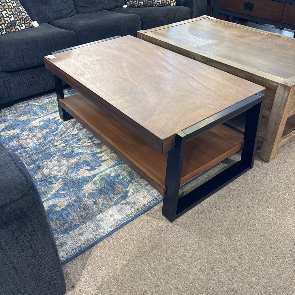 2 Tier Black Frame Wood Coffee Table