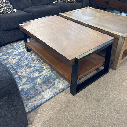 2 Tier Black Frame Wood Coffee Table