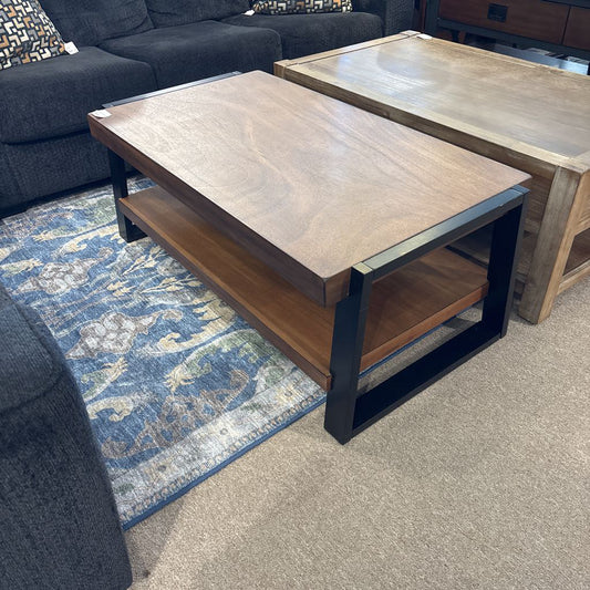 2 Tier Black Frame Wood Coffee Table