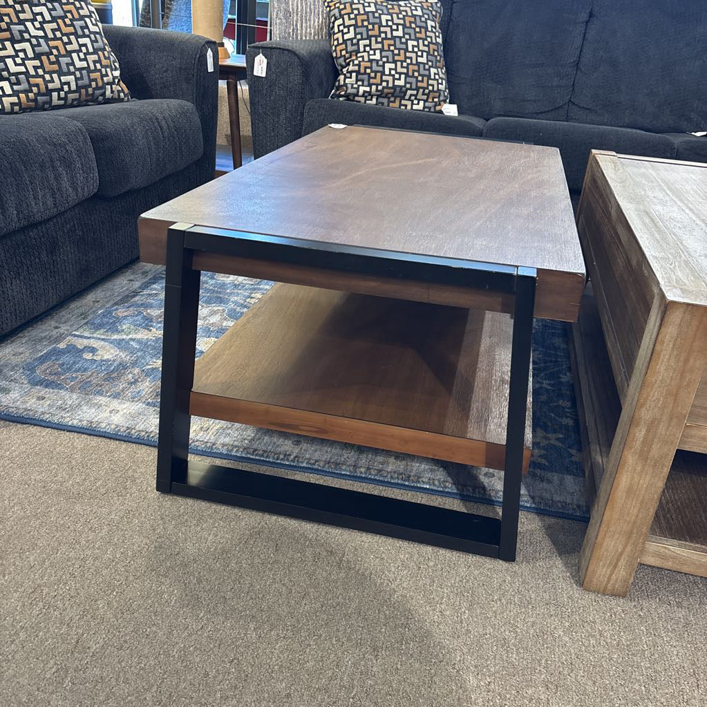 2 Tier Black Frame Wood Coffee Table