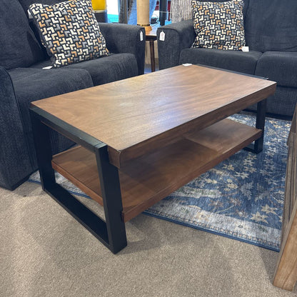 2 Tier Black Frame Wood Coffee Table