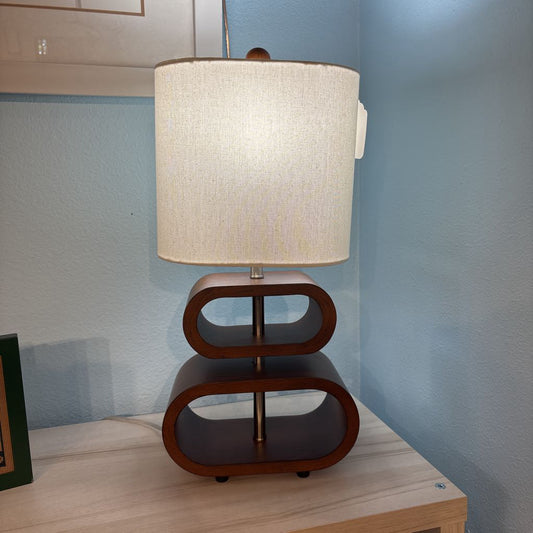Walnut Stacked Oval Table Lamp LAMPS