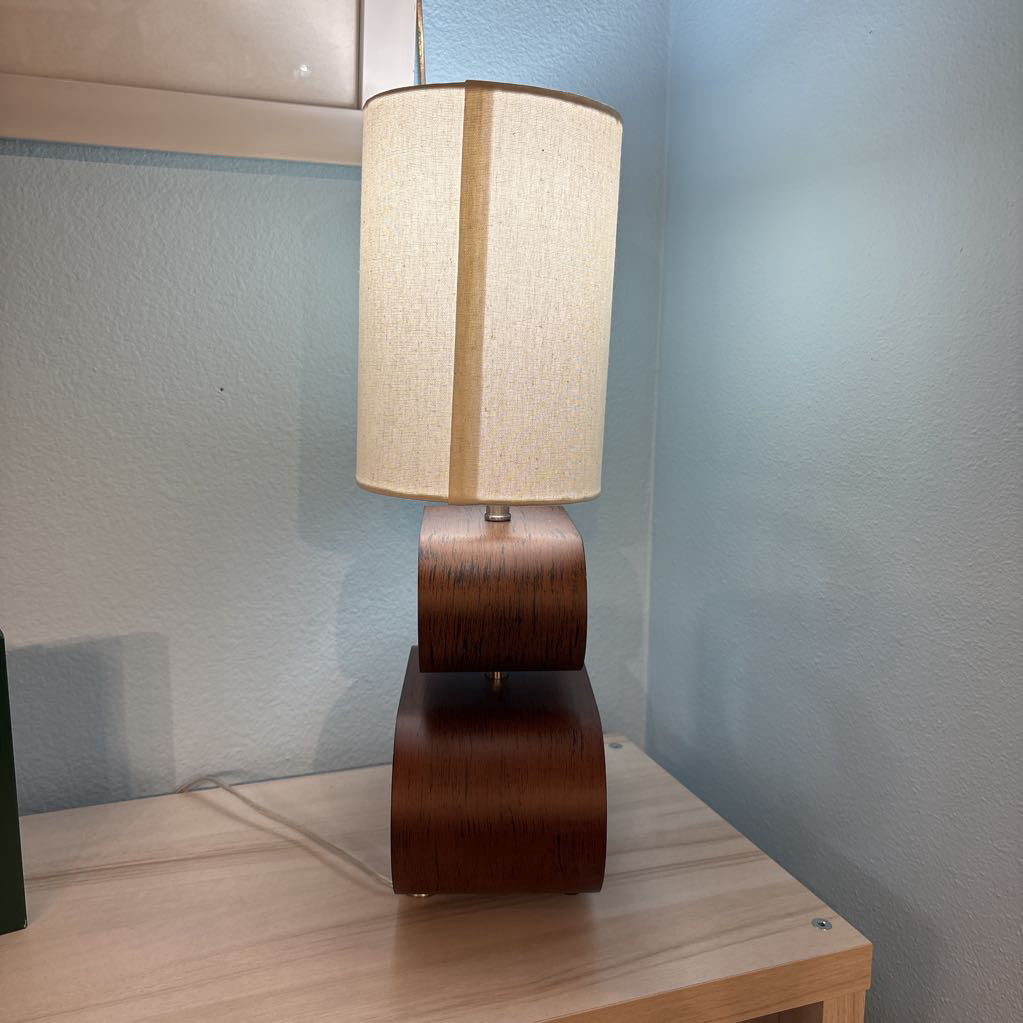 Walnut Stacked Oval Table Lamp
