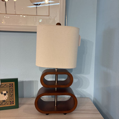 Walnut Stacked Oval Table Lamp
