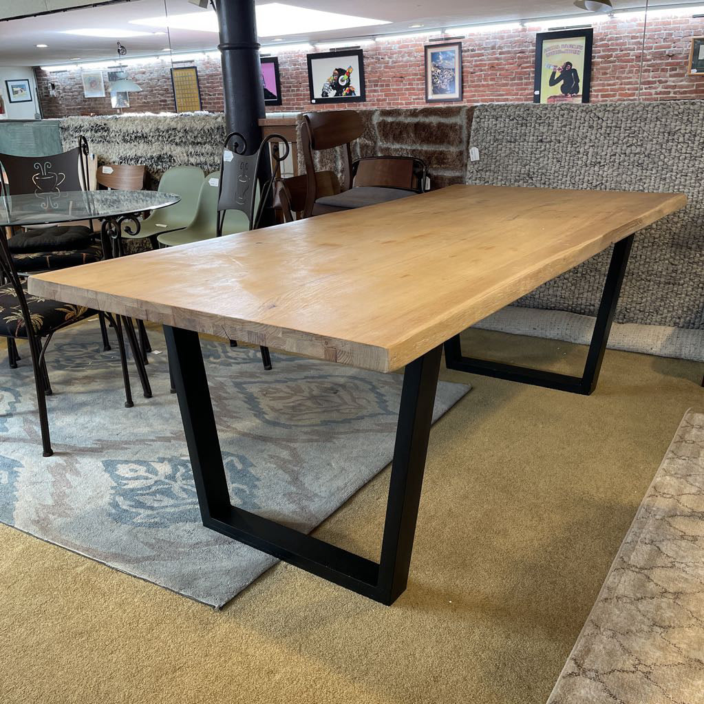 Raw Live Edge Dining Table w Black Metal Legs AS IS