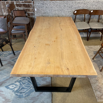 Raw Live Edge Dining Table w Black Metal Legs AS IS
