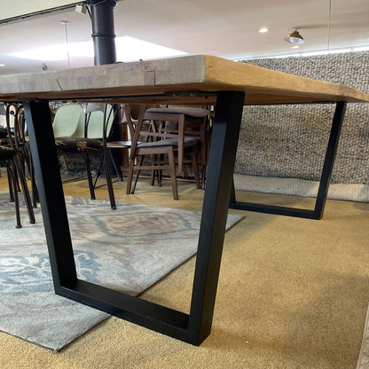 Raw Live Edge Dining Table w Black Metal Legs AS IS