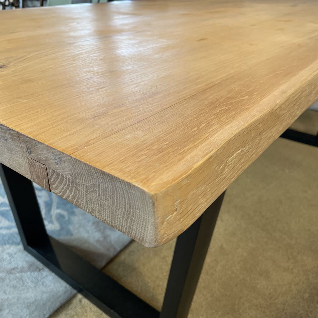 Raw Live Edge Dining Table w Black Metal Legs AS IS