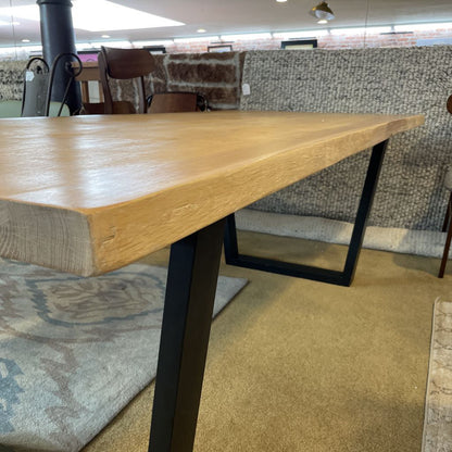 Raw Live Edge Dining Table w Black Metal Legs AS IS