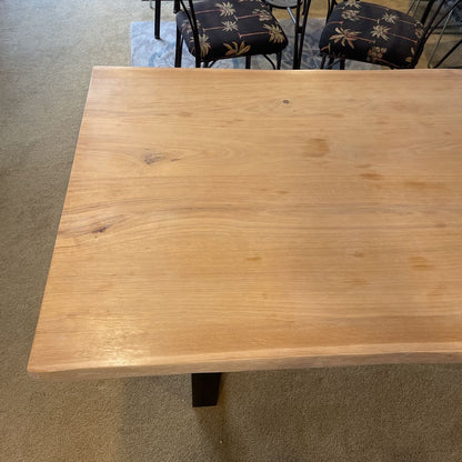 Raw Live Edge Dining Table w Black Metal Legs AS IS