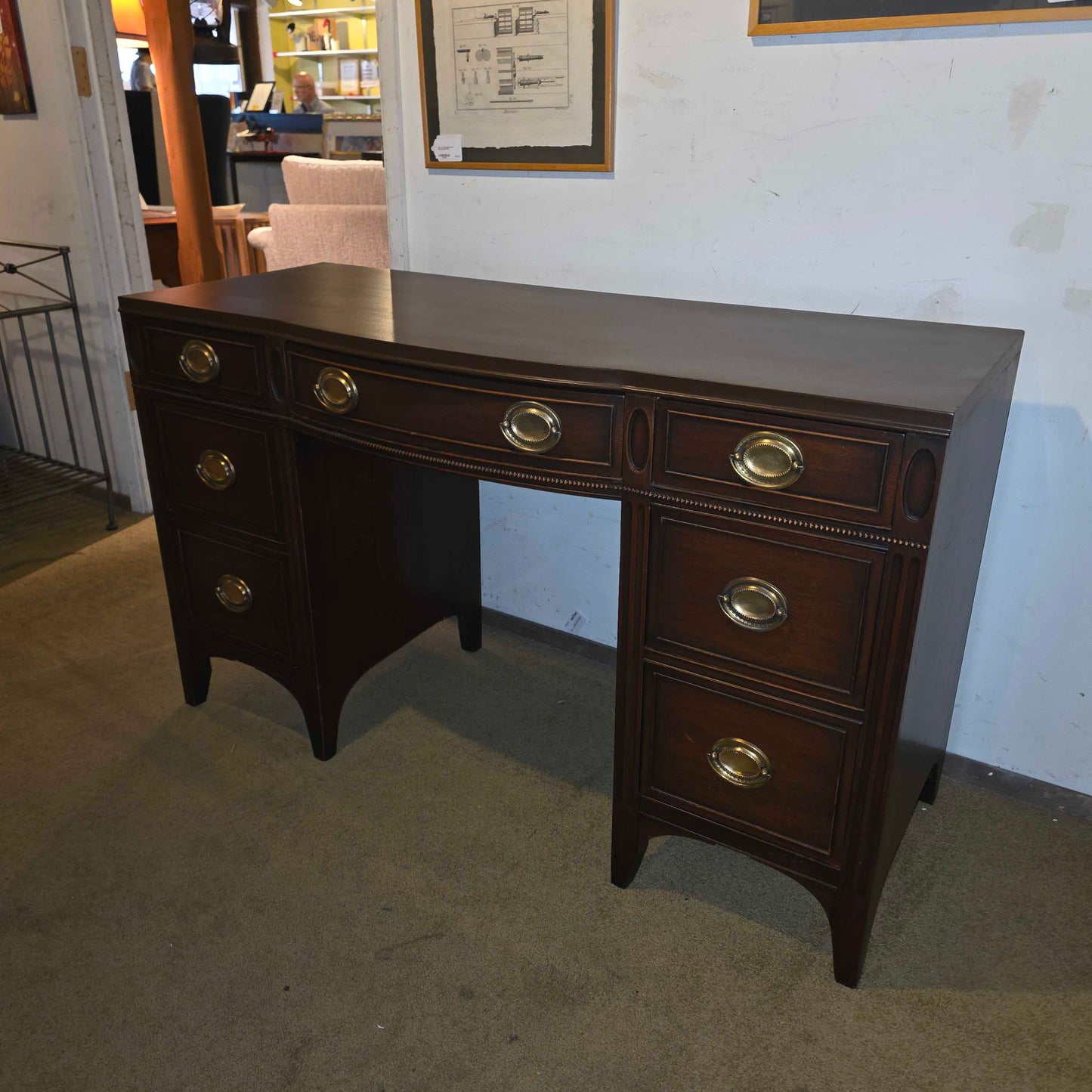 Drexel Mahogany Desk/Vanity with Bench
