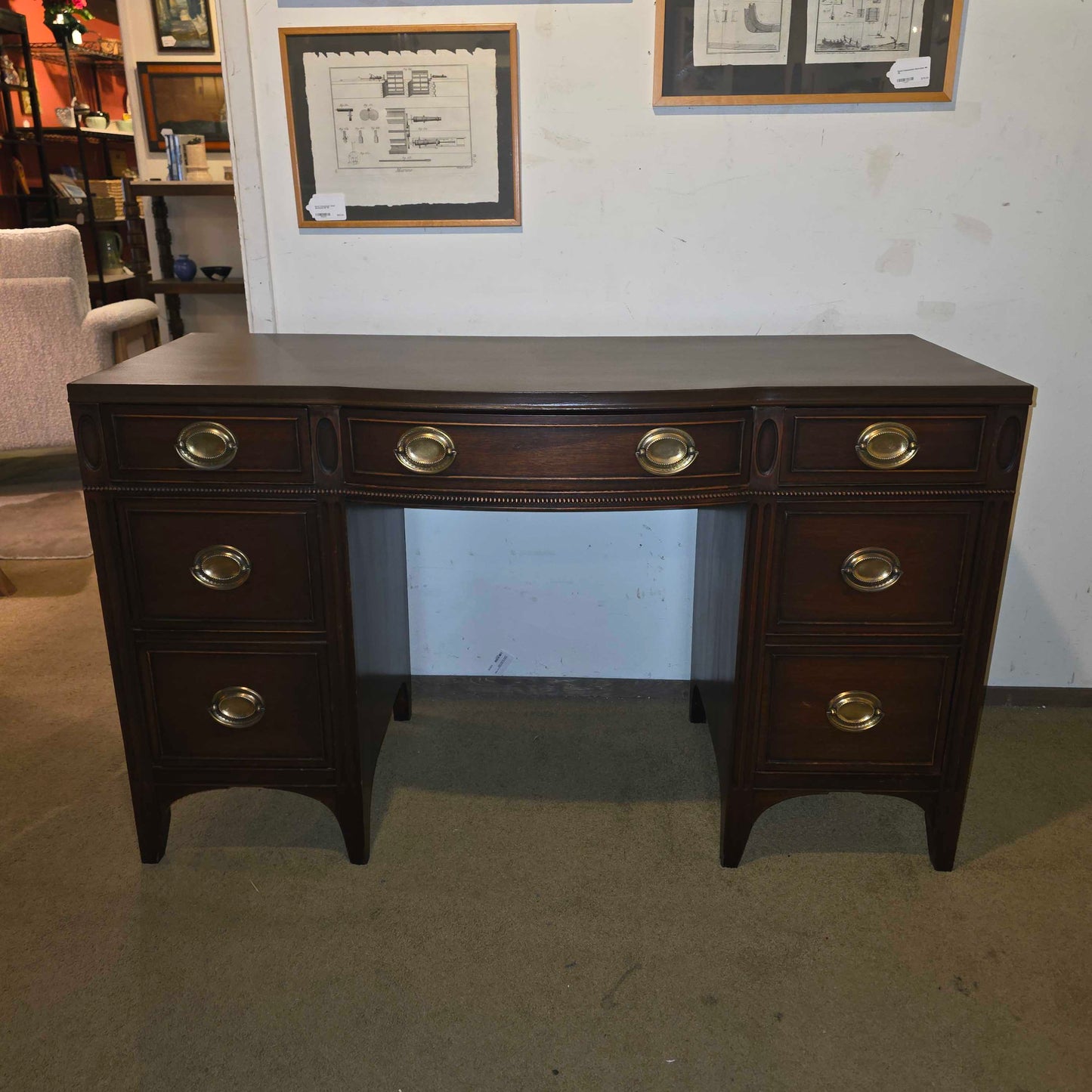Drexel Mahogany Desk/Vanity with Bench