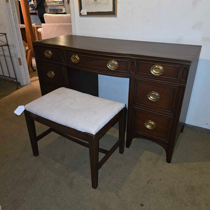 Drexel Mahogany Desk/Vanity with Bench