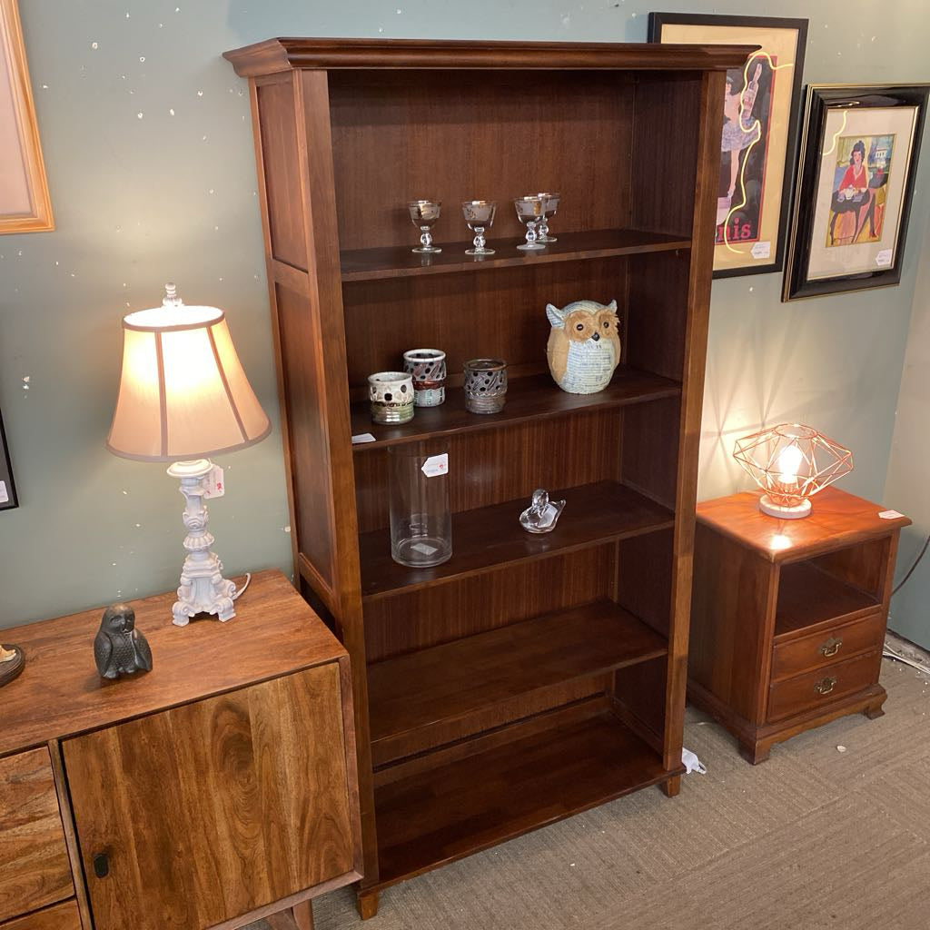 Classic Crown Molding Dark Wood Bookcase