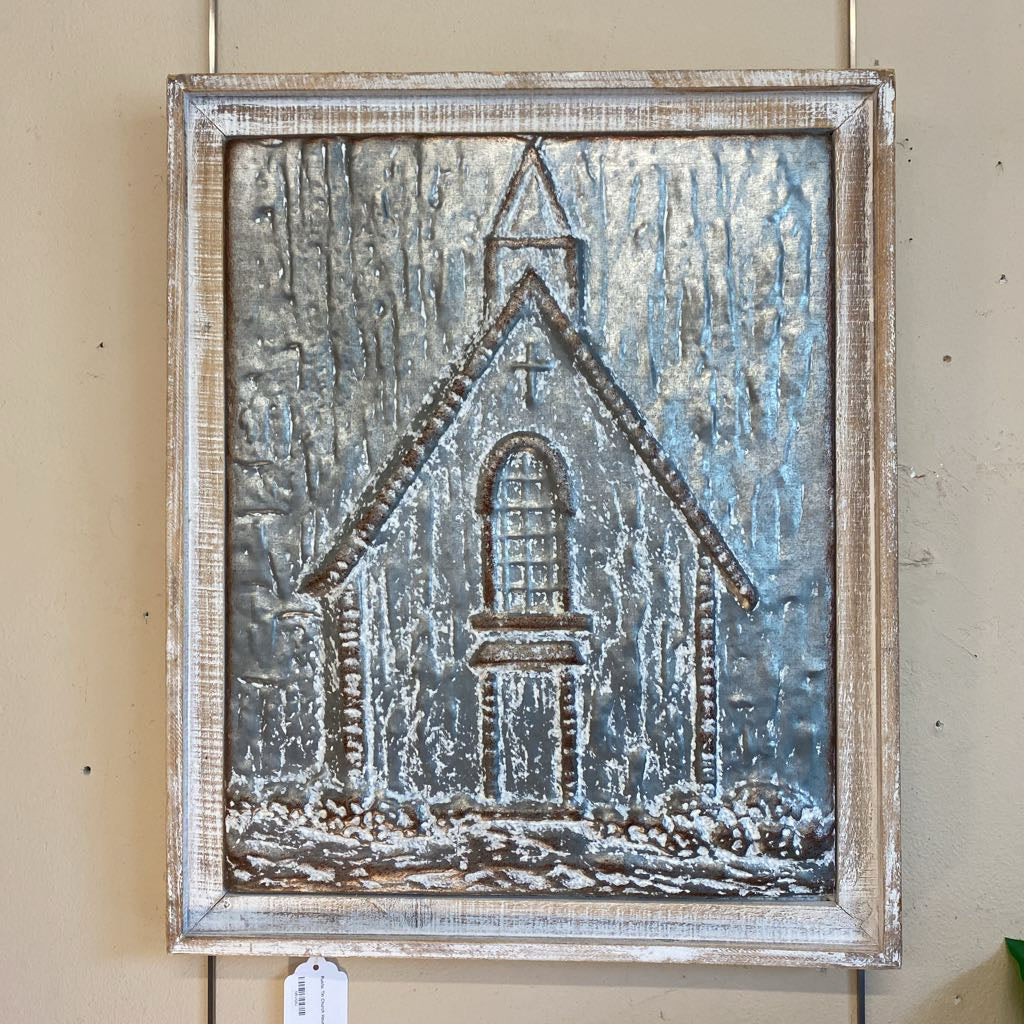 Rustic Tin Church House Art