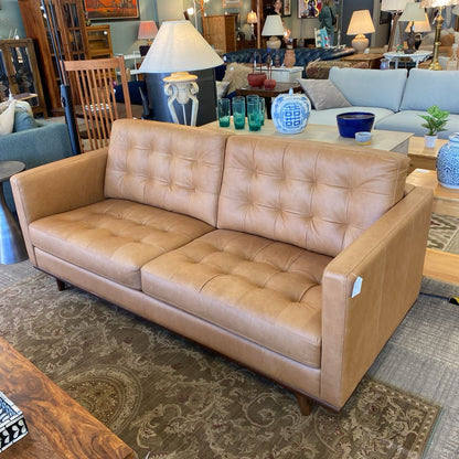 Edith Tan Leather Sofa