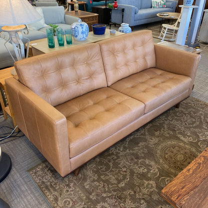 Edith Tan Leather Sofa