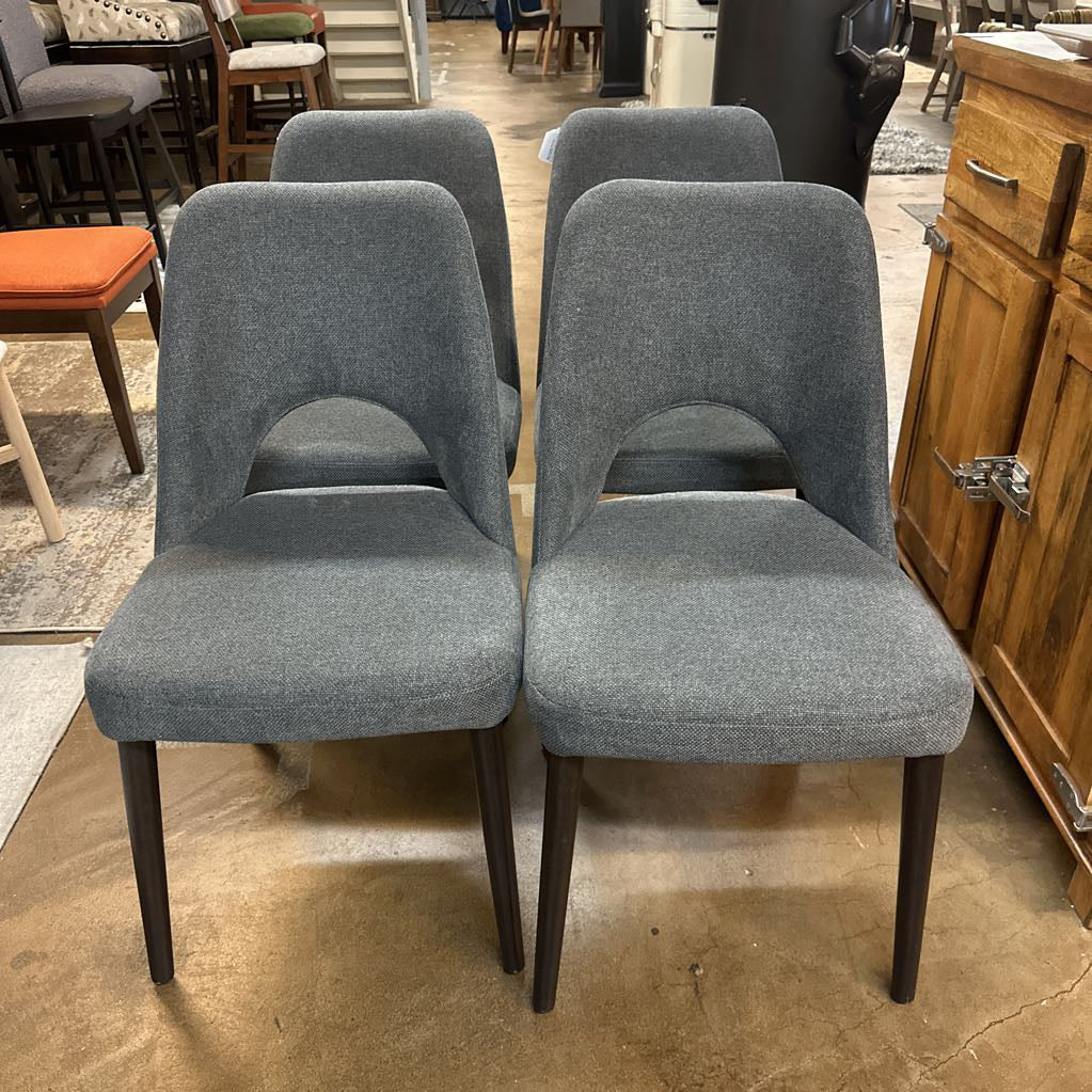 Set Of 4 Modern Grey Fabric Dining Chairs