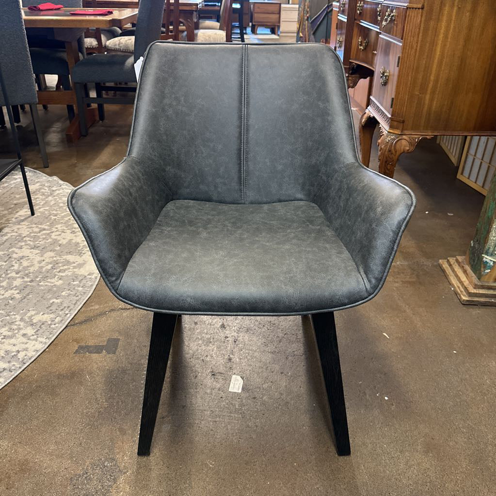 Grey Leather Dining Chair