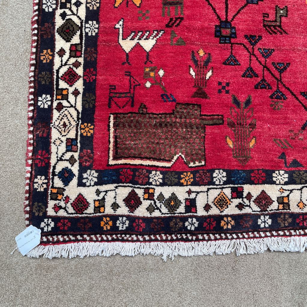 5'2" x 6'3" 70's Persian Sirsin Rug