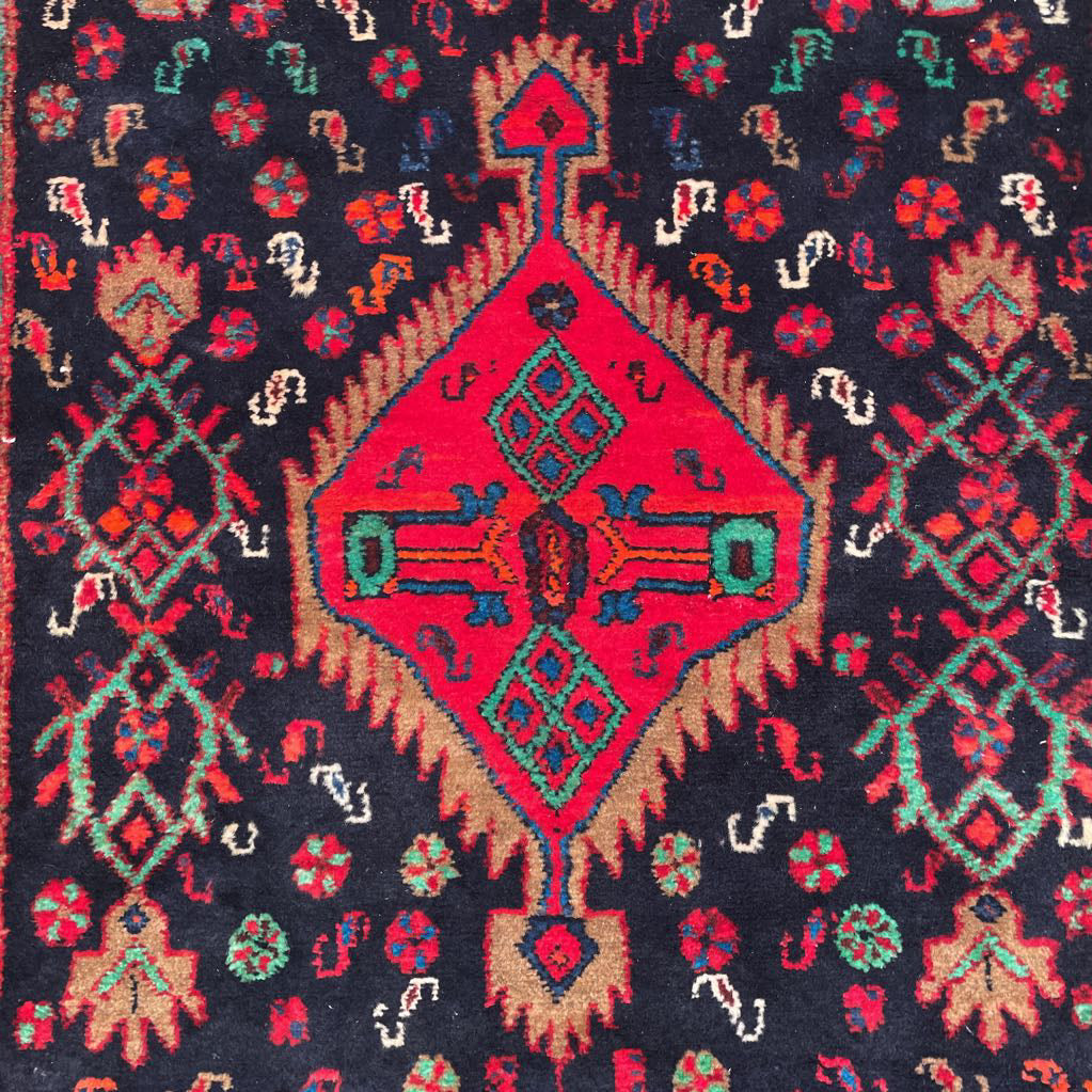 3'10"x 7'10" Persian Blue Mahal Hand Knotted Rug