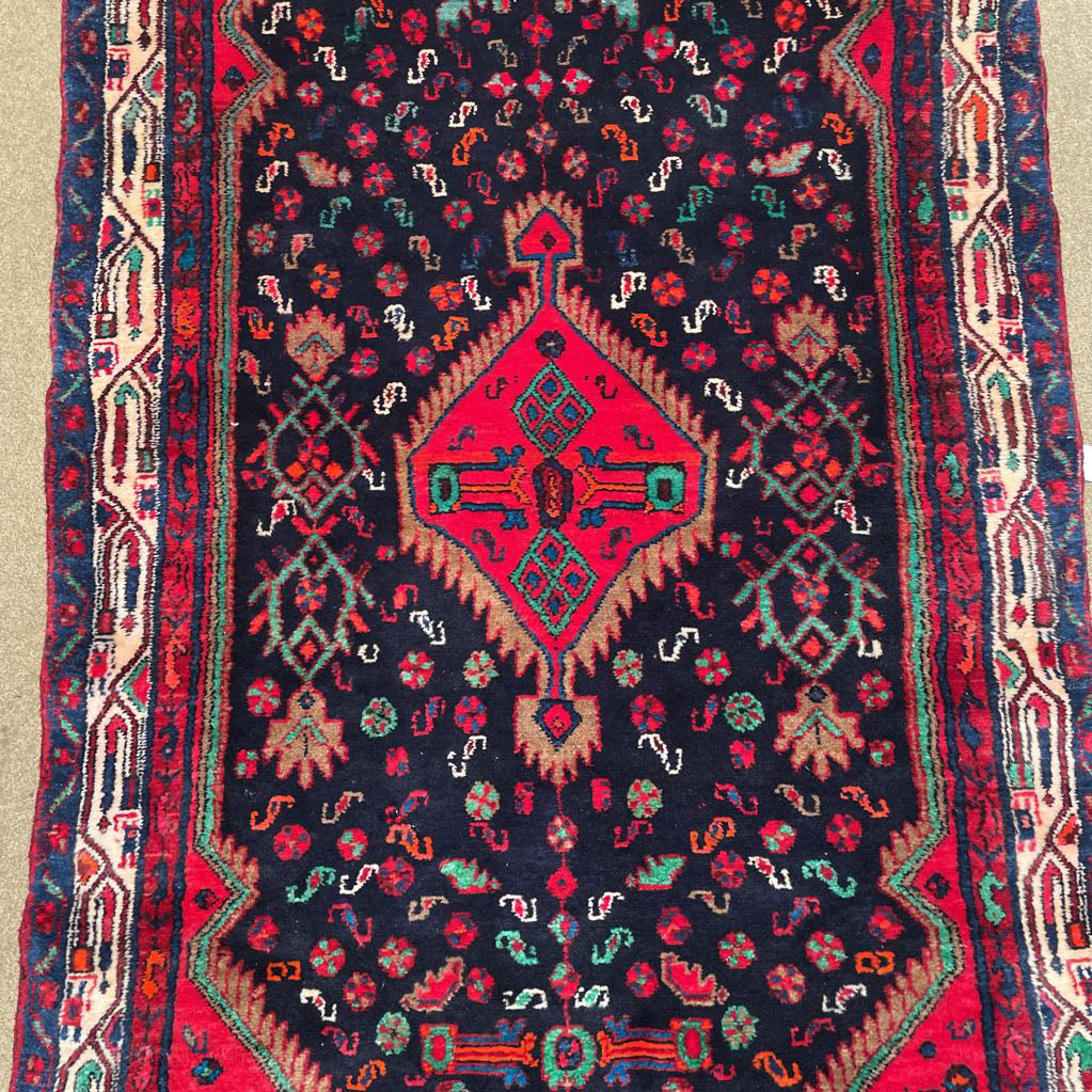3'10"x 7'10" Persian Blue Mahal Hand Knotted Rug