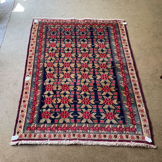 4'8" x 6'3"Hand Knotted Persian Siran Rug with Pink Colors RUGS