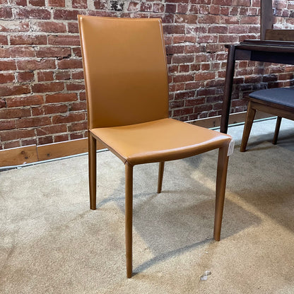 West Elm Caramel Leather Dining Chairs set of 4 C DINING CHAIRS