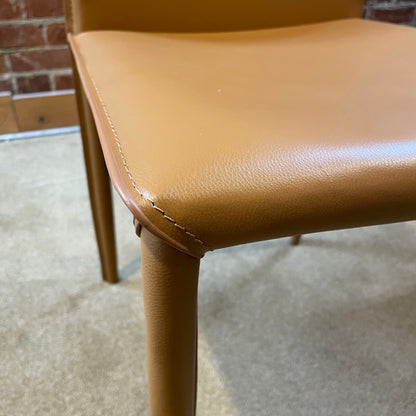 West Elm Caramel Leather Dining Chairs set of 4 C DINING CHAIRS