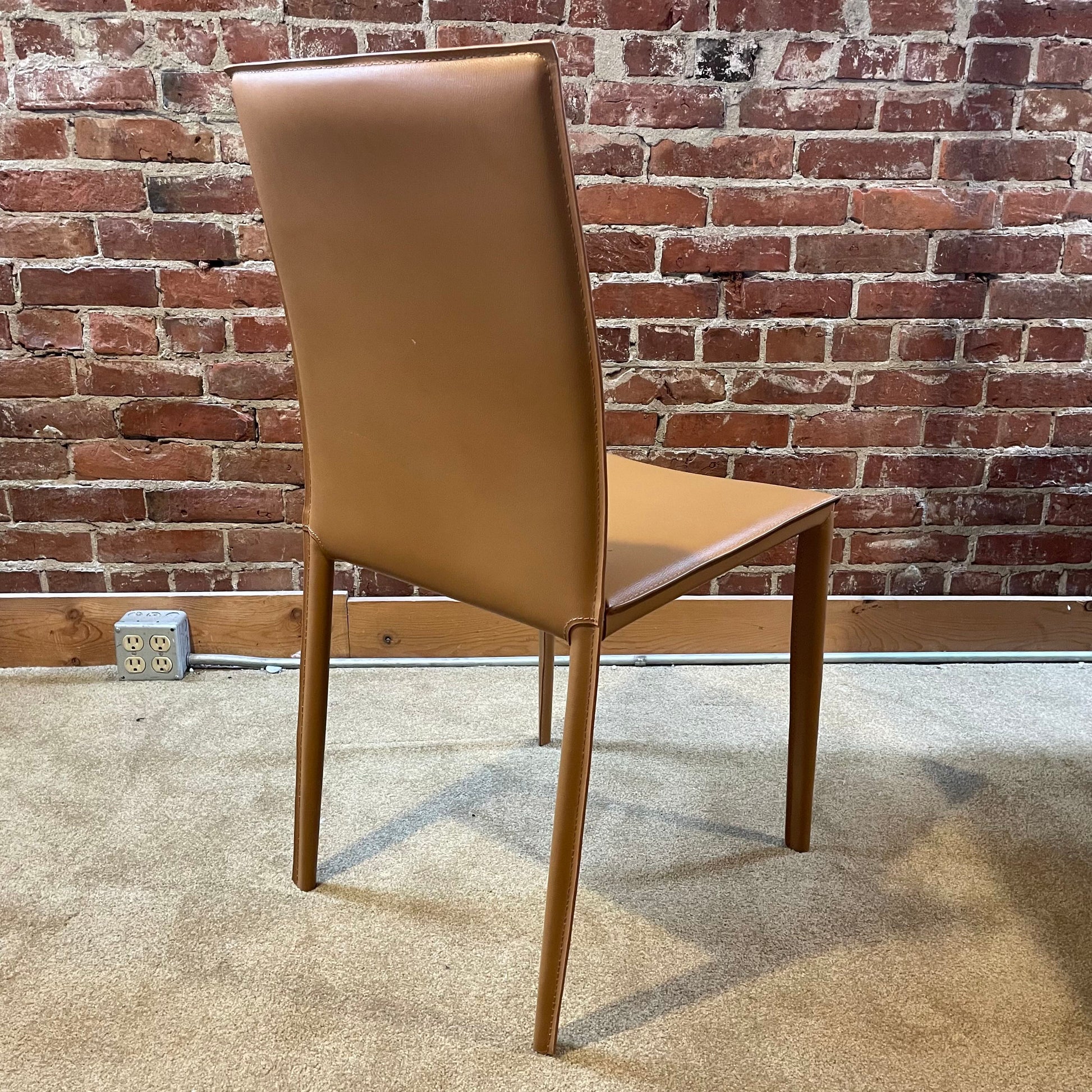 West Elm Caramel Leather Dining Chairs set of 4 C DINING CHAIRS