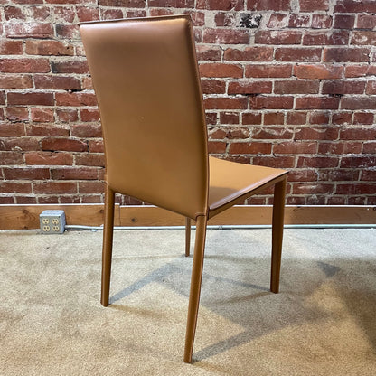 West Elm Caramel Leather Dining Chairs set of 4 C DINING CHAIRS