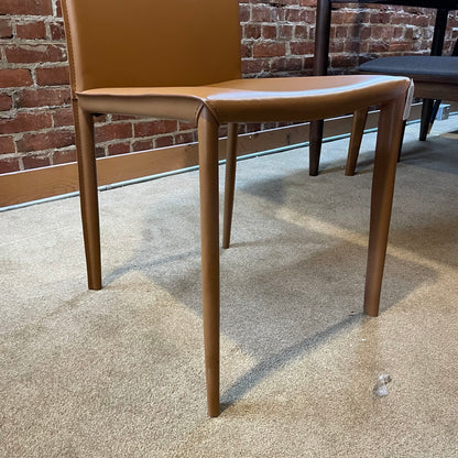 West Elm Caramel Leather Dining Chairs set of 4 C DINING CHAIRS