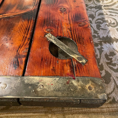 Rustic Wood + Metal Ships Hatch Coffee Table (legs do not attach)