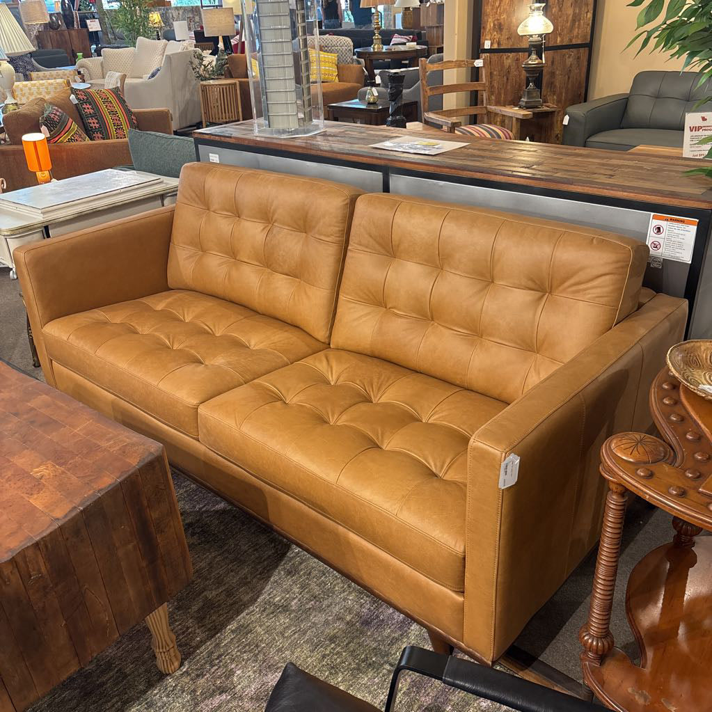 Edith Tan Leather Sofa U SOFAS