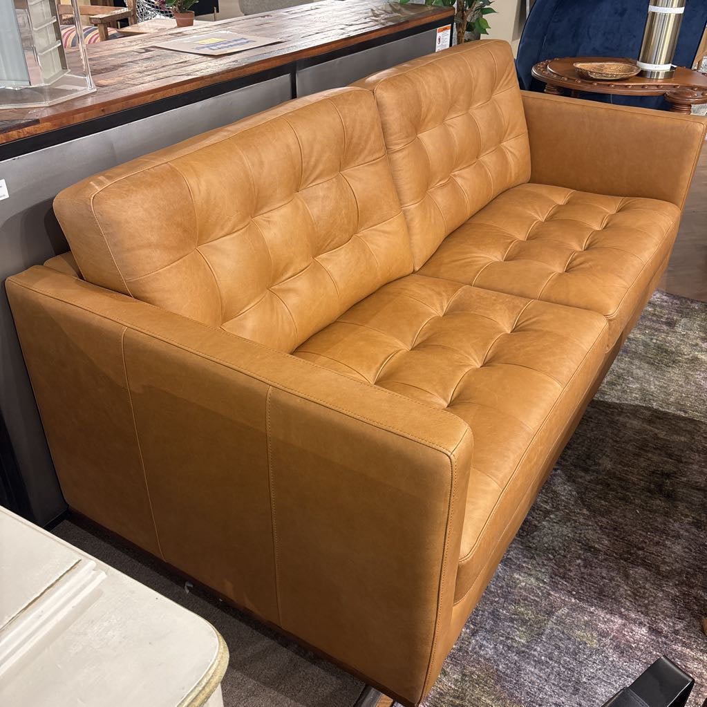 Edith Tan Leather Sofa U SOFAS