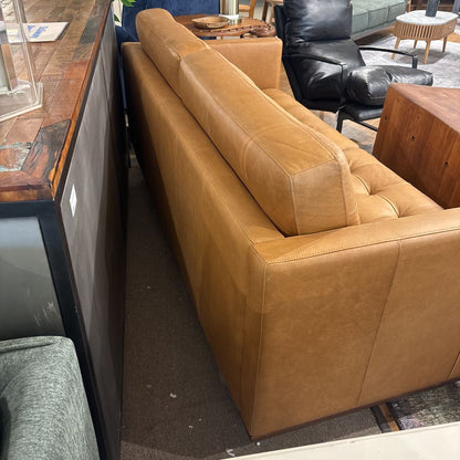 Edith Tan Leather Sofa U SOFAS