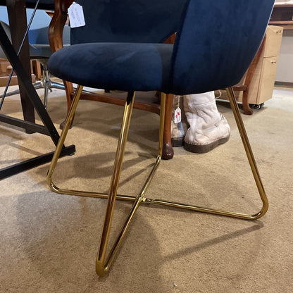Black Velvet Curved Back Dining Chair w/ Golden Legs C DINING CHAIRS
