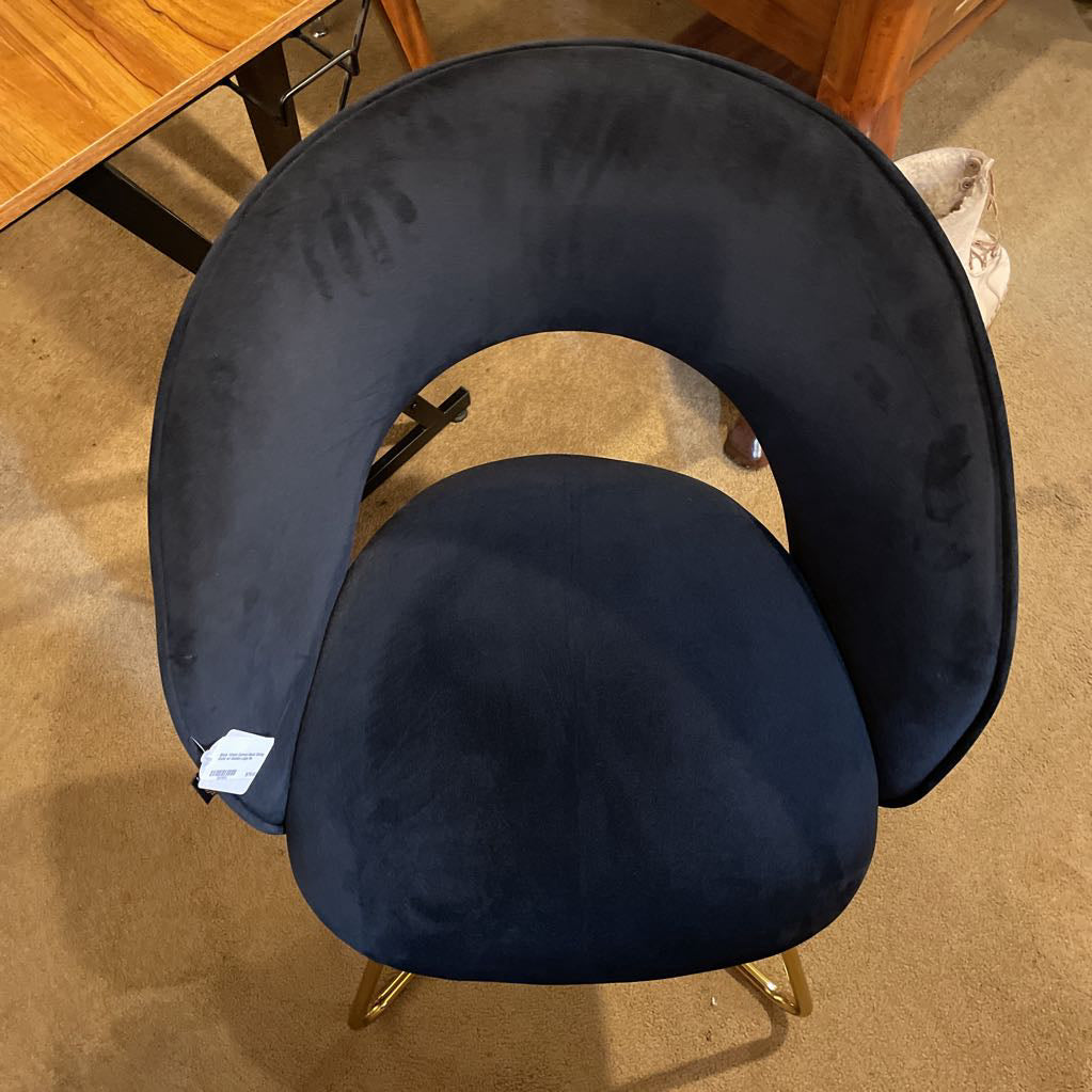 Black Velvet Curved Back Dining Chair w/ Golden Legs C DINING CHAIRS