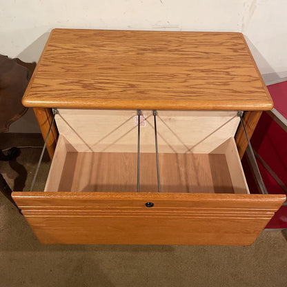 Oak Two Drawer Low Filing Cabinet with Key (Kept at counter) C CABINETS