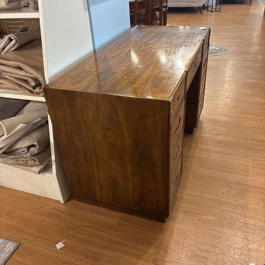 Mid Century Oak & Brass Hardware Desk C DESKS