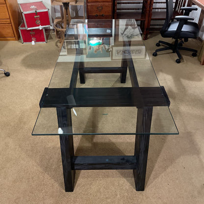 CB2 Black Wood & Glass Top Desk