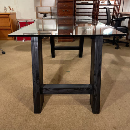CB2 Black Wood & Glass Top Desk