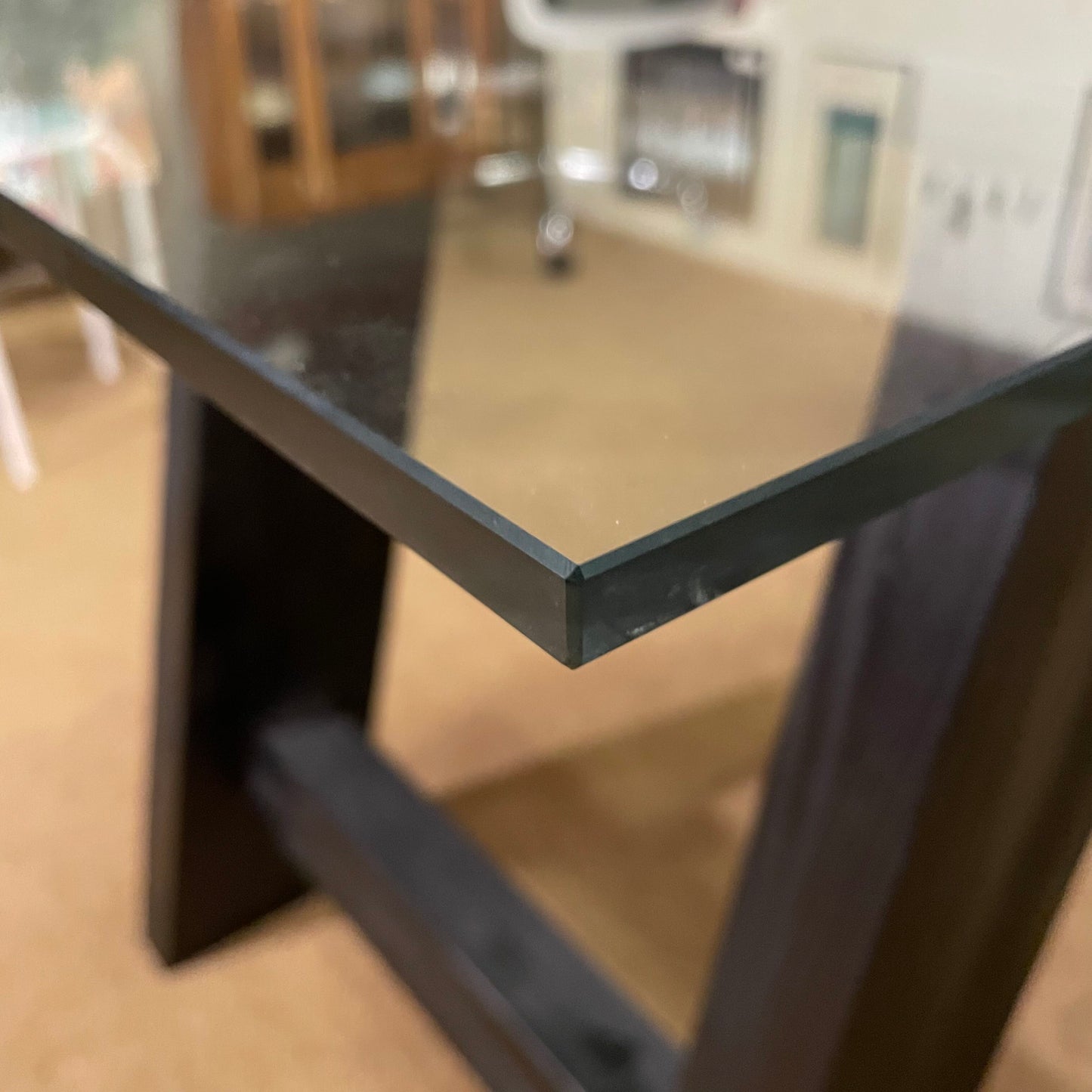 CB2 Black Wood & Glass Top Desk