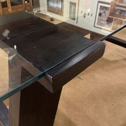 CB2 Black Wood & Glass Top Desk
