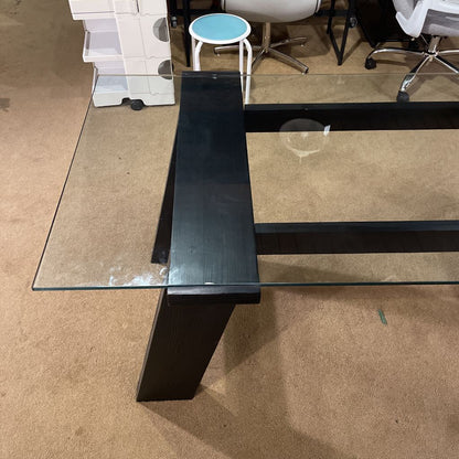 CB2 Black Wood & Glass Top Desk