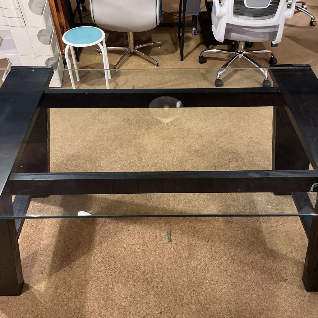 CB2 Black Wood & Glass Top Desk
