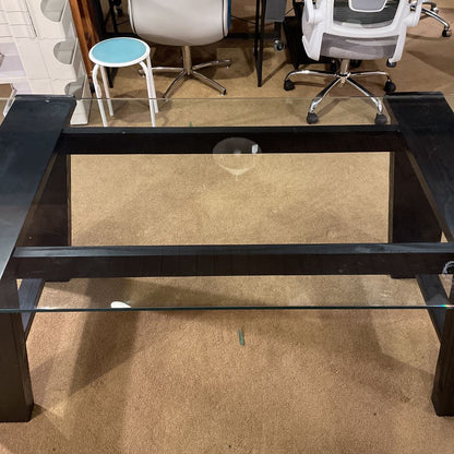 CB2 Black Wood & Glass Top Desk