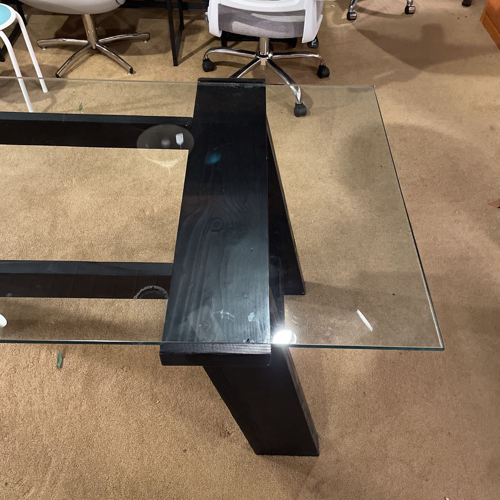 CB2 Black Wood & Glass Top Desk
