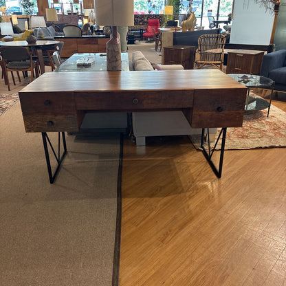 Crate & Barrel Rustic Finished Back Desk w/ Shelf