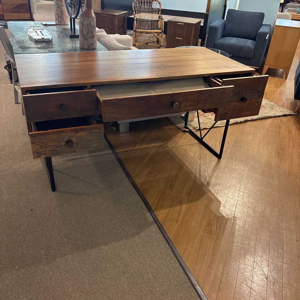 Crate & Barrel Rustic Finished Back Desk w/ Shelf